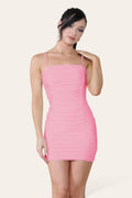 Double Layered Naked Shoulder Ruched Body-Con Cami Dress Mini Style - Multi Trends