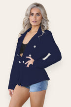 Fitted Linned Double Gold Button Collared Blazer Jacket - Multi Trends