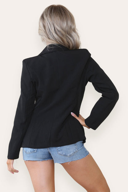 Fitted Linned Double Gold Button Collared Blazer Jacket - Multi Trends