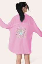 Oversized Long Sleeve Gold Sequin Eye Button Up Shirt - Multi Trends