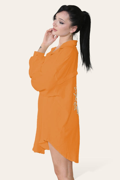 Oversized Long Sleeve Gold Sequin Eye Button Up Shirt - Multi Trends