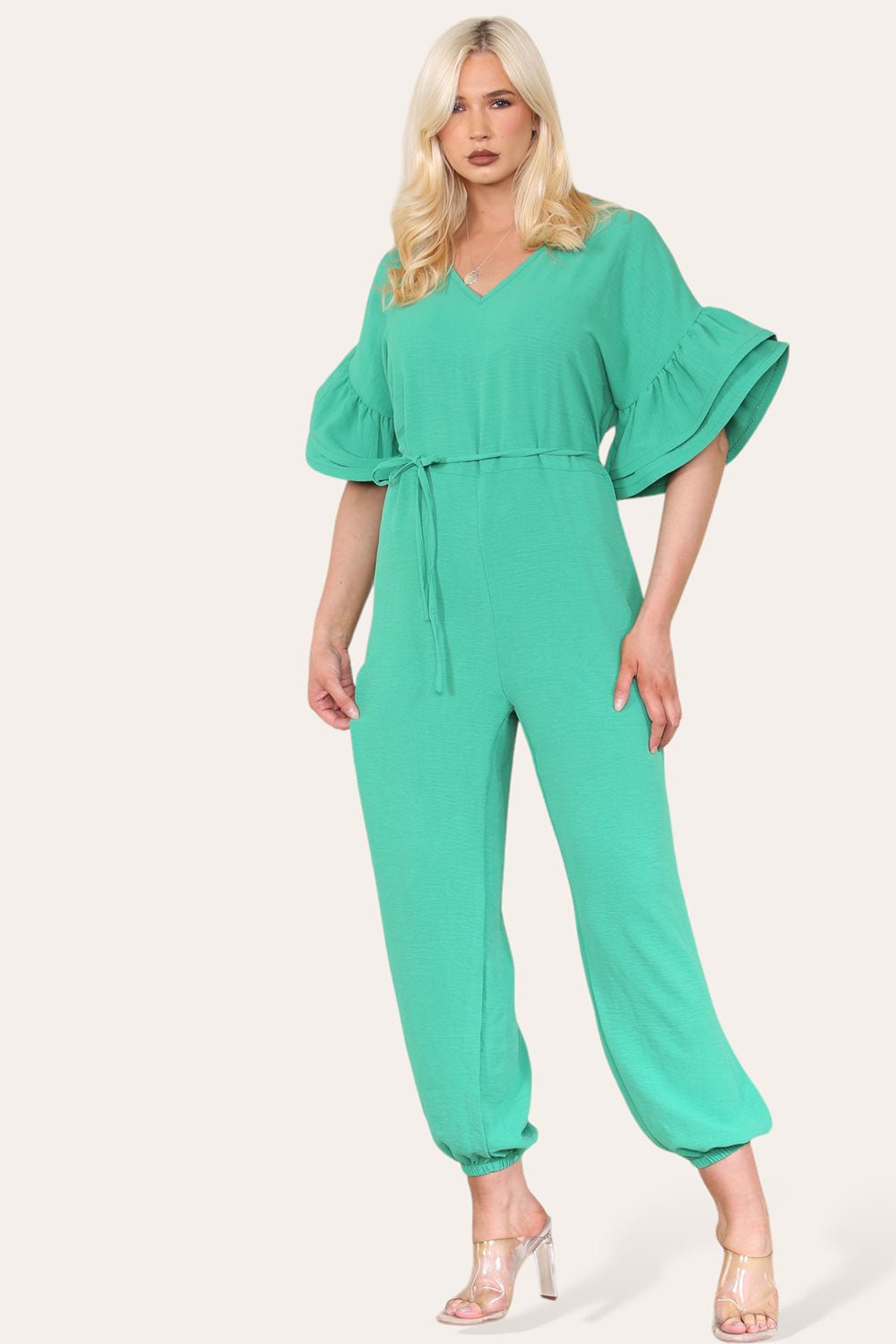 Ruffle Sleeves Frill Tie Jumpsuit - Multi Trends