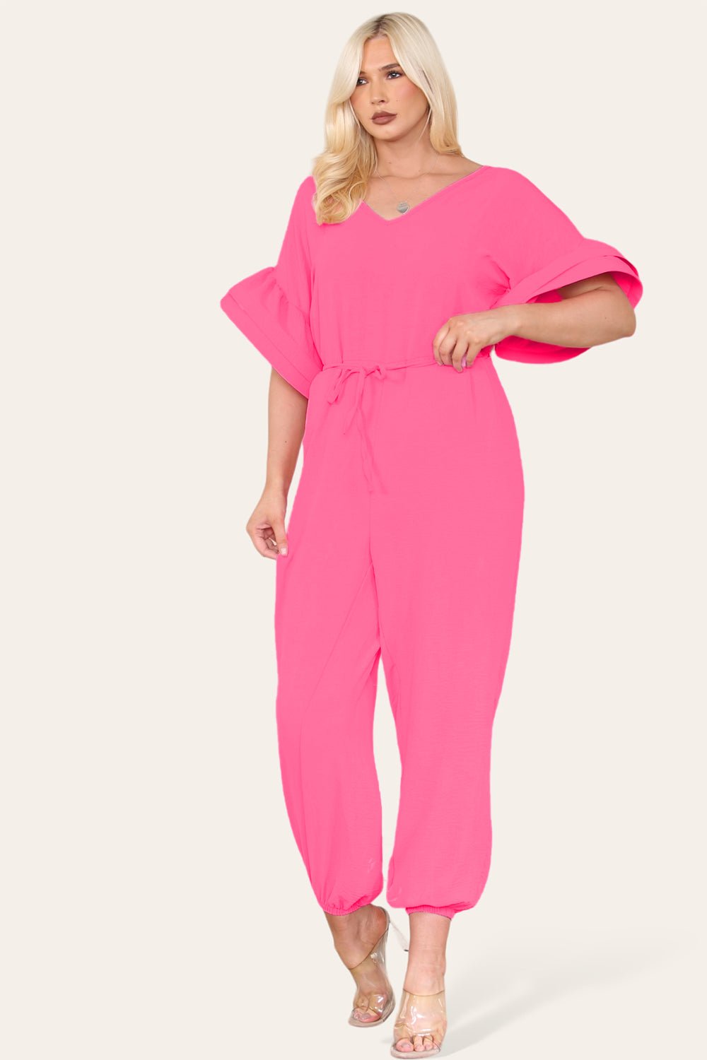 Ruffle Sleeves Frill Tie Jumpsuit - Multi Trends