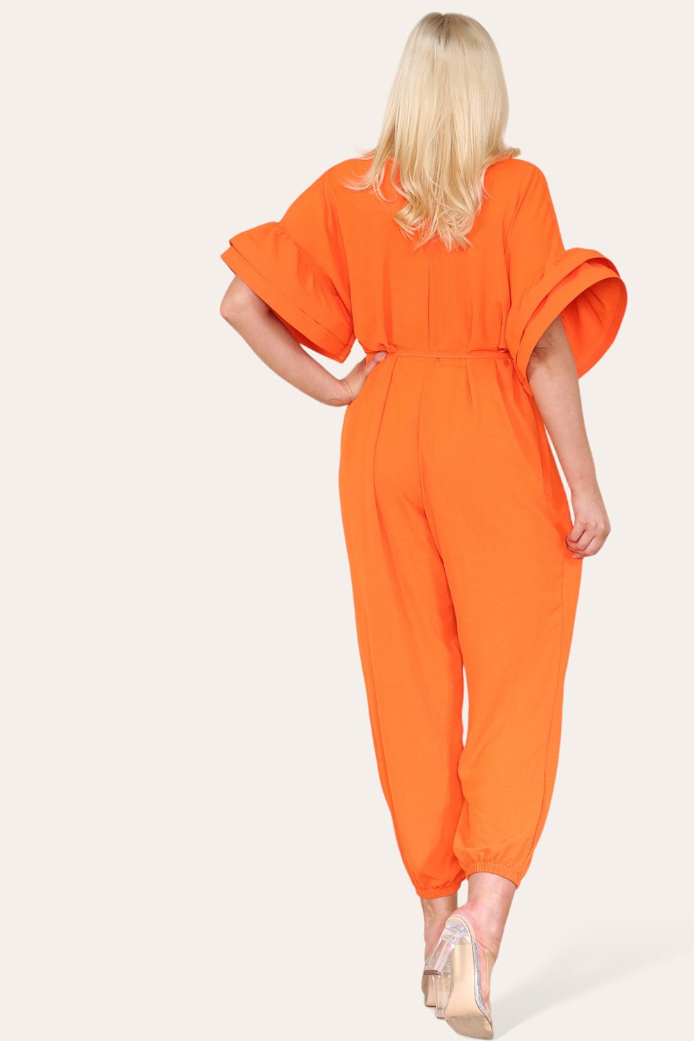 Ruffle Sleeves Frill Tie Jumpsuit - Multi Trends