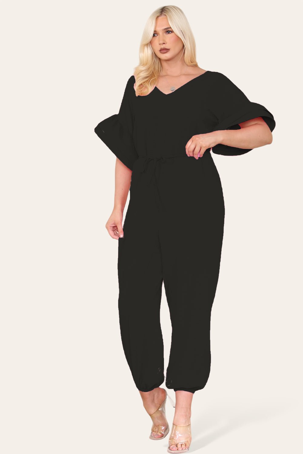 Ruffle Sleeves Frill Tie Jumpsuit - Multi Trends