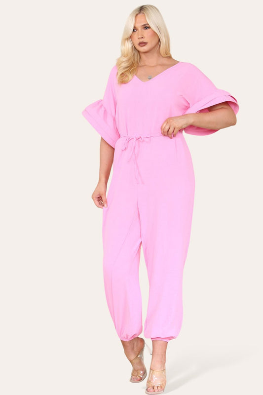 Ruffle Sleeves Frill Tie Jumpsuit - Multi Trends