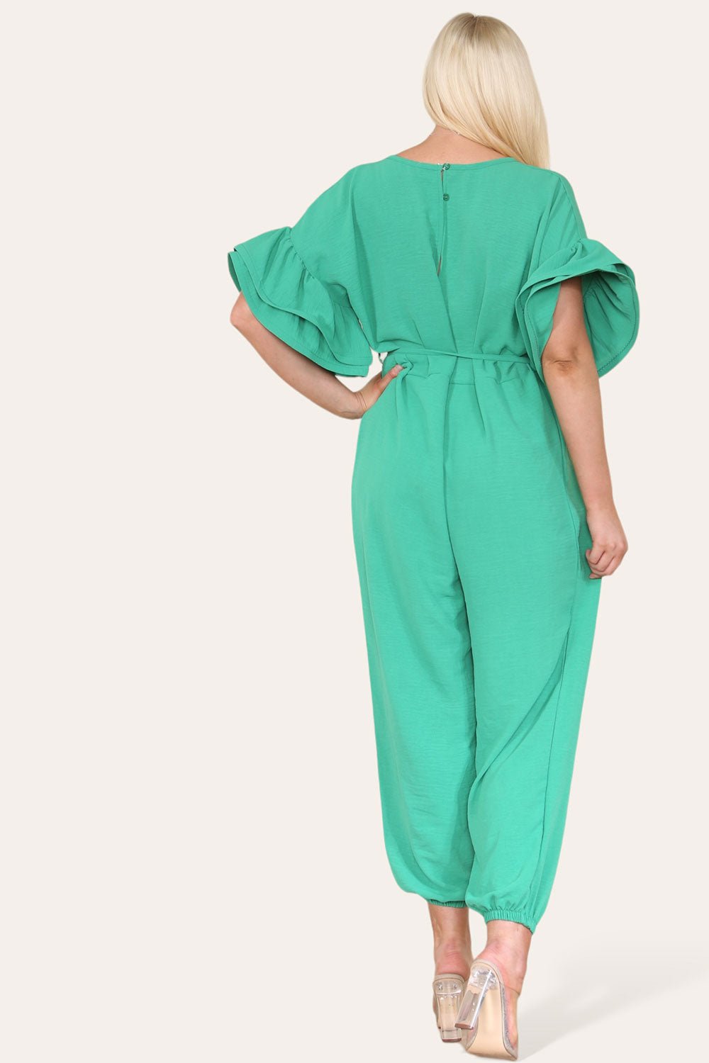 Ruffle Sleeves Frill Tie Jumpsuit - Multi Trends