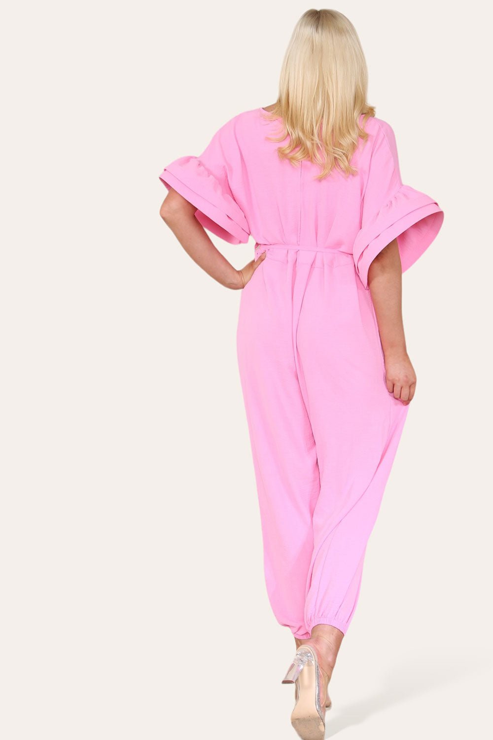 Ruffle Sleeves Frill Tie Jumpsuit - Multi Trends