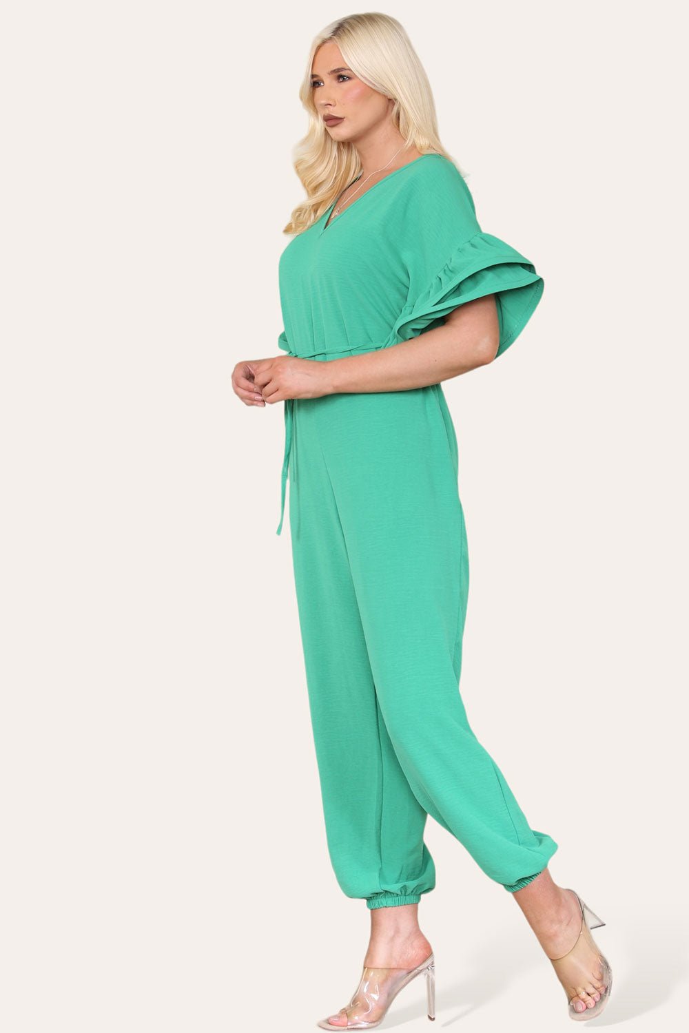 Ruffle Sleeves Frill Tie Jumpsuit - Multi Trends