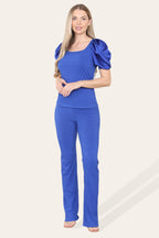 Satin Puff Sleeves Suit - Multi Trends