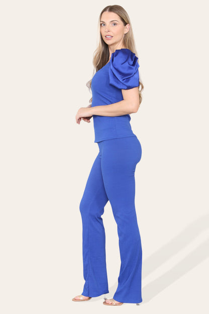 Satin Puff Sleeves Suit - Multi Trends