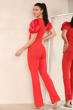 Satin Puff Sleeves Suit - Multi Trends