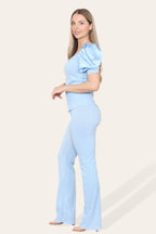 Satin Puff Sleeves Suit - Multi Trends
