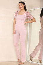 Satin Puff Sleeves Suit - Multi Trends