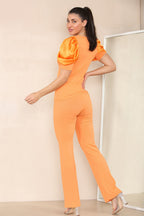 Satin Puff Sleeves Suit - Multi Trends