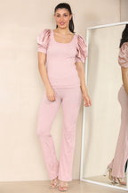 Satin Puff Sleeves Suit - Multi Trends