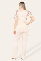 Satin Puff Sleeves Suit - Multi Trends