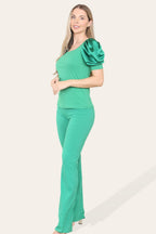 Satin Puff Sleeves Suit - Multi Trends