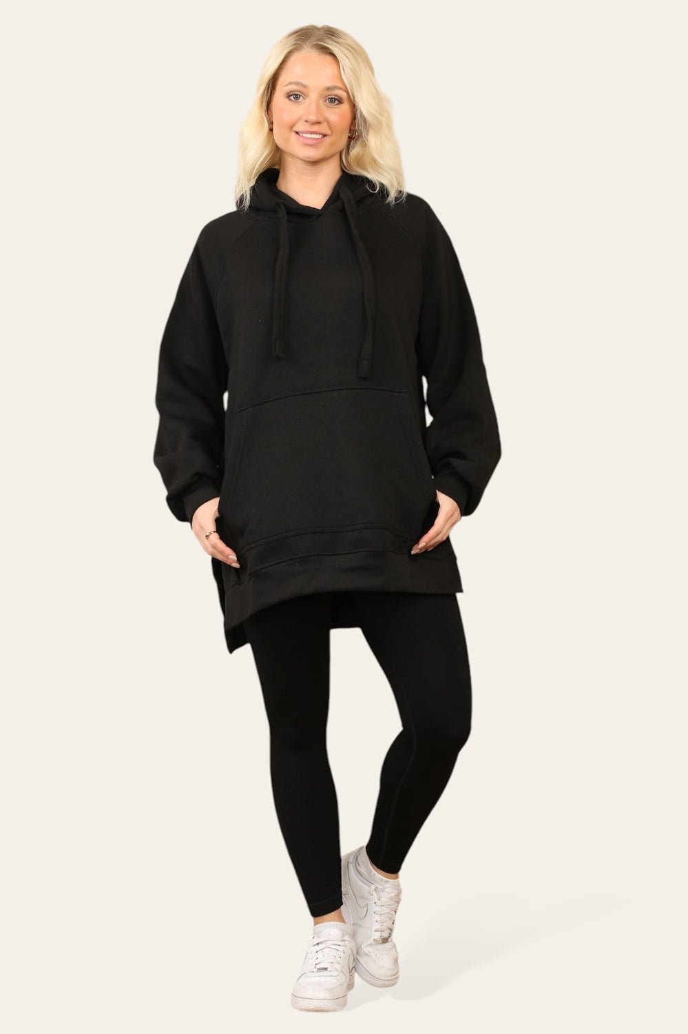 Side Split Front Pocket Over Size Hoodie - MultiTrends Limited