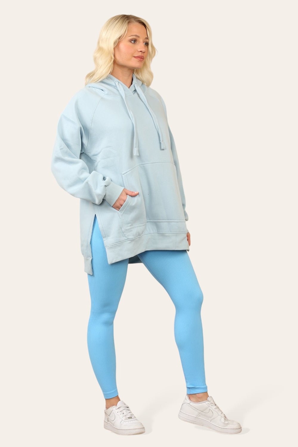 Side Split Front Pocket Over Size Hoodie - MultiTrends Limited