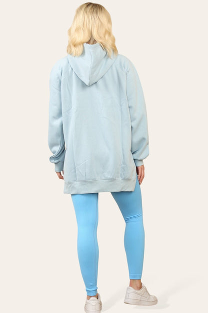 Side Split Front Pocket Over Size Hoodie - MultiTrends Limited