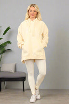 Side Split Front Pocket Over Size Hoodie - MultiTrends Limited