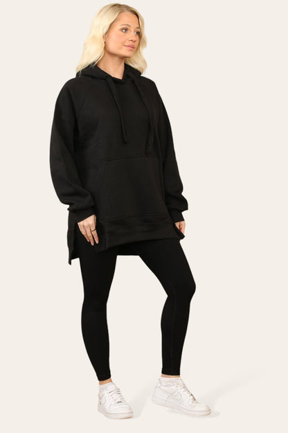 Side Split Front Pocket Over Size Hoodie - MultiTrends Limited