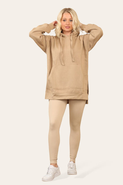 Side Split Front Pocket Over Size Hoodie - MultiTrends Limited