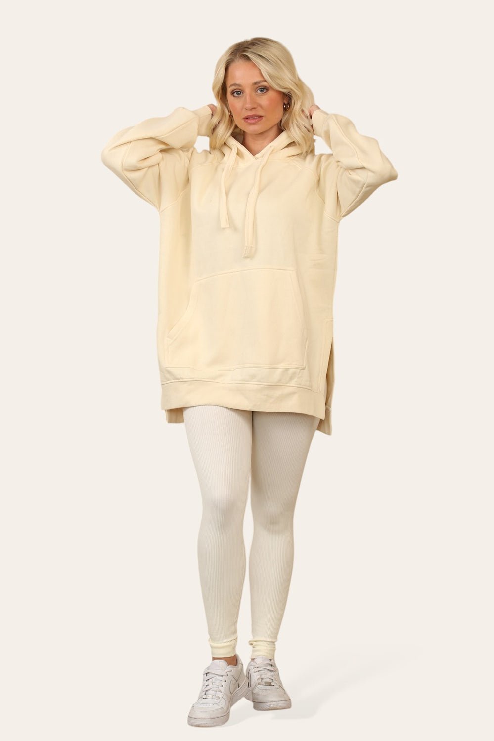 Side Split Front Pocket Over Size Hoodie - MultiTrends Limited