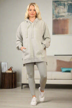 Side Split Front Pocket Over Size Hoodie - MultiTrends Limited