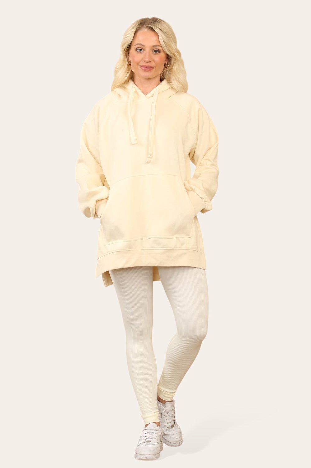 Side Split Front Pocket Over Size Hoodie - MultiTrends Limited