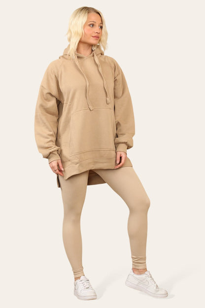 Side Split Front Pocket Over Size Hoodie - MultiTrends Limited
