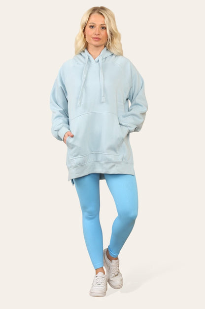 Side Split Front Pocket Over Size Hoodie - MultiTrends Limited