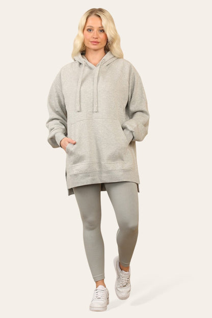Side Split Front Pocket Over Size Hoodie - MultiTrends Limited