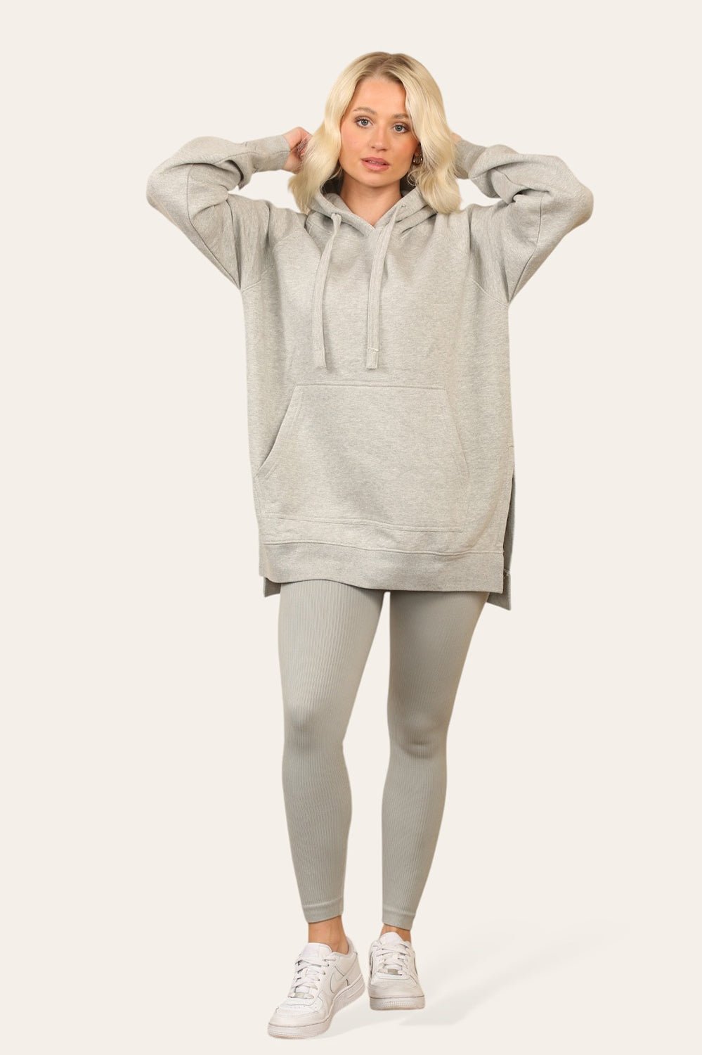 Side Split Front Pocket Over Size Hoodie - MultiTrends Limited