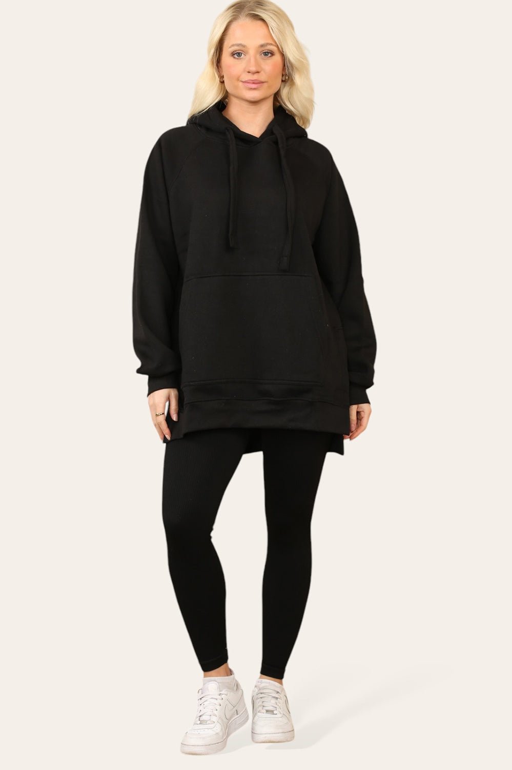 Side Split Front Pocket Over Size Hoodie - MultiTrends Limited