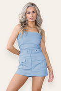 Skort Cargo Style Belted Playsuit Dress with Pockets - Multi Trends