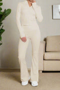 Super Active Zip Top and Push Up Flared Trousers Gym Set - Without Ruched Bum New Style - MultiTrends Limited