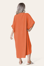 Womens V-Neck Tie Knotted Twisted Front Oversized Longline Midi Dress - MultiTrends Limited