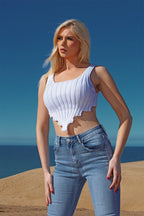 Asymmetric Imogen Hem Knitted Vest Crop Top - Multi Trends