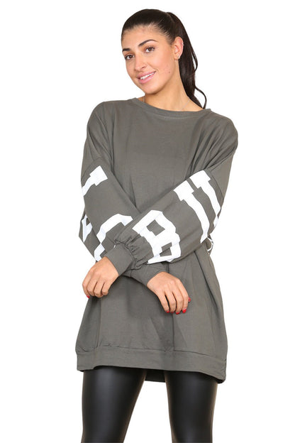 Buffalo Slogan Print Oversized Jumper Dress