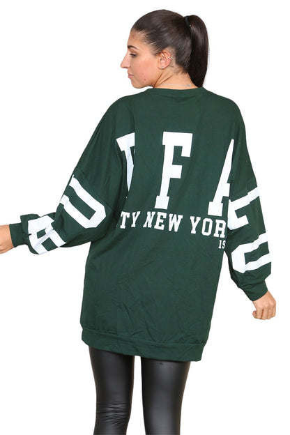 Buffalo Slogan Print Oversized Jumper Dress