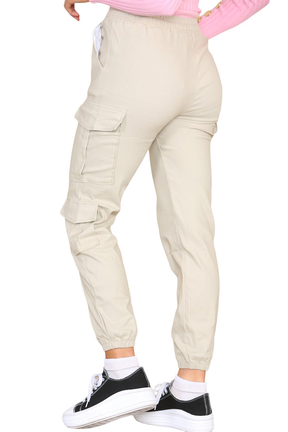 Cargo Pockets Pants Women High Waist Cropped Slim Fit Trouser - Multi Trends