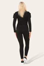 Frilled Sleeves Set Shoulder Golden Button Lounge Wear Suit