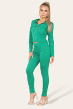 Front Pocket Zip Suit Ribbed Hooded Lounge Wear Set - Multi Trends