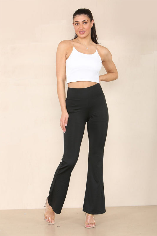 High Waisted Wide Leg Flared Trousers - Multi Trends