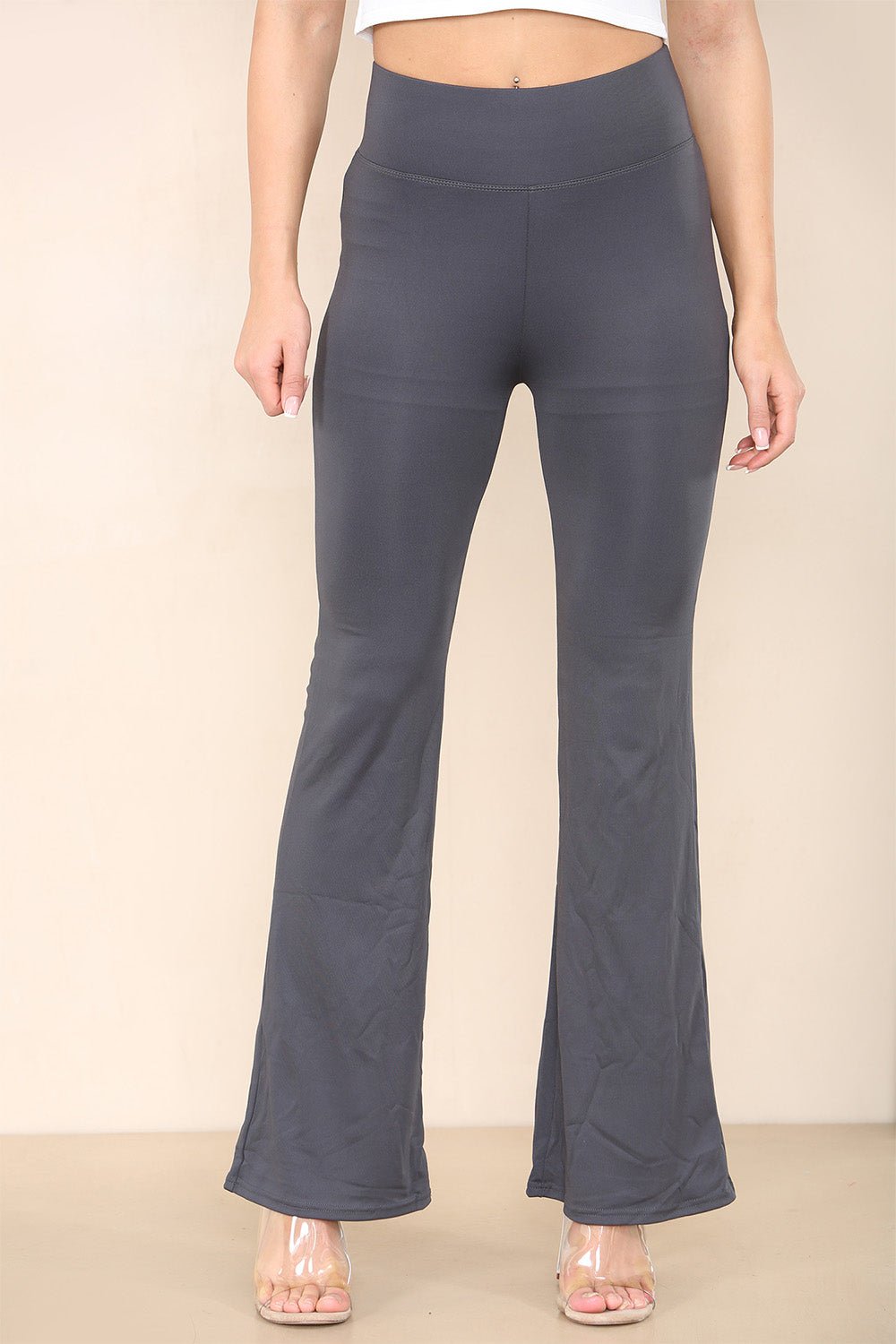 High Waisted Wide Leg Flared Trousers - Multi Trends