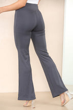 High Waisted Wide Leg Flared Trousers - Multi Trends