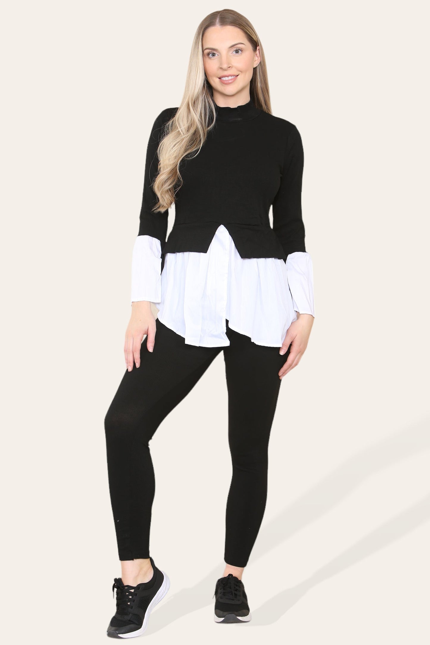 Ribbed Lounge Wear Flared Shirt and Leggings Co-Ord Set - Multi Trends