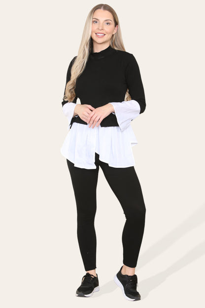 Ribbed Lounge Wear Flared Shirt and Leggings Co-Ord Set - Multi Trends